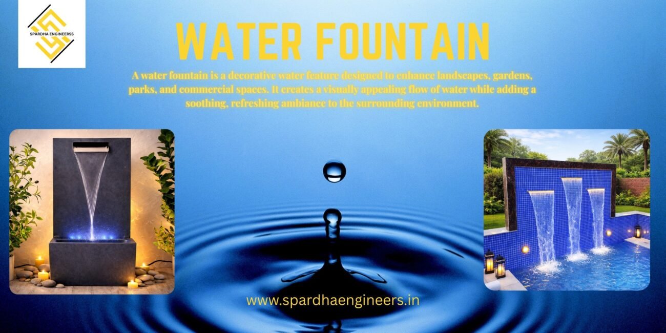 water fountain in Ghaziabad with elegant multi-tier stone design, flowing water and landscaped garden setting