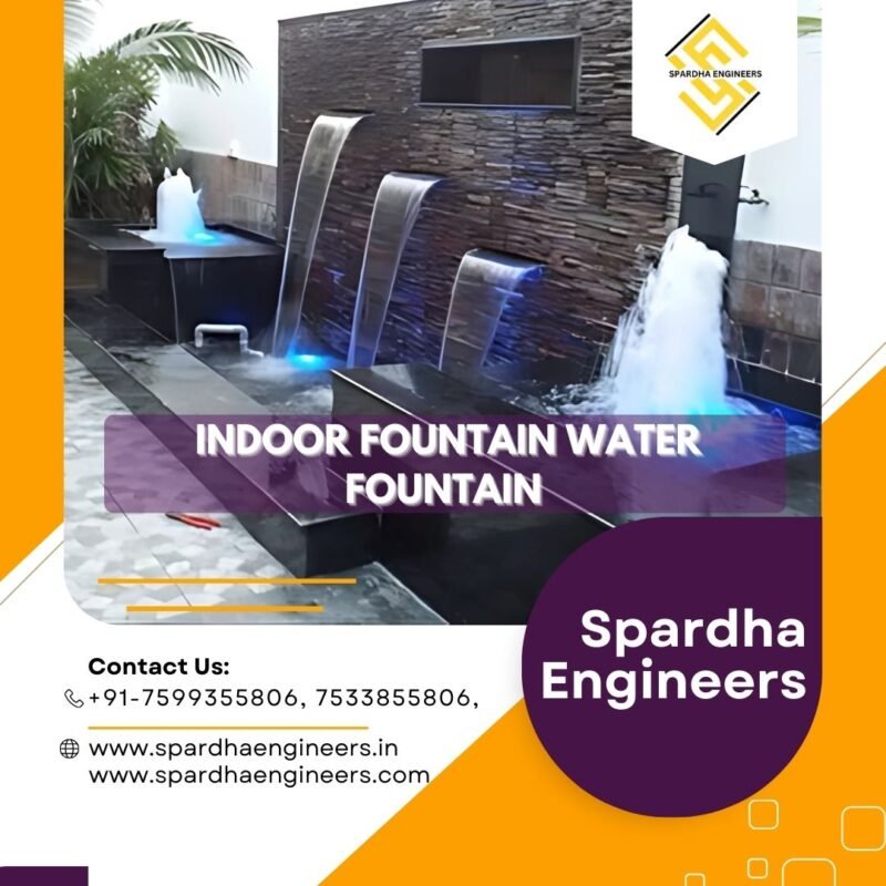 Modern indoor water fountain in Ghaziabad luxury apartment living room