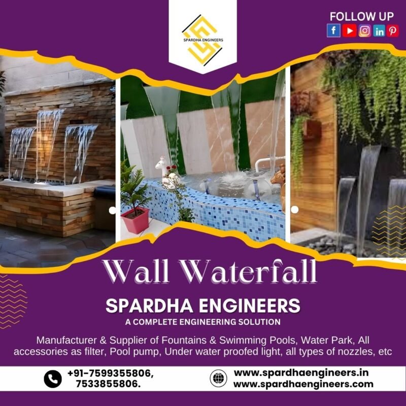 Wall Water Fall Fountain with modern stone design and smooth flowing water