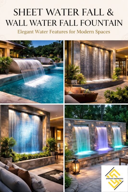 Sheet Waterfall fountain design for modern swimming pool landscape