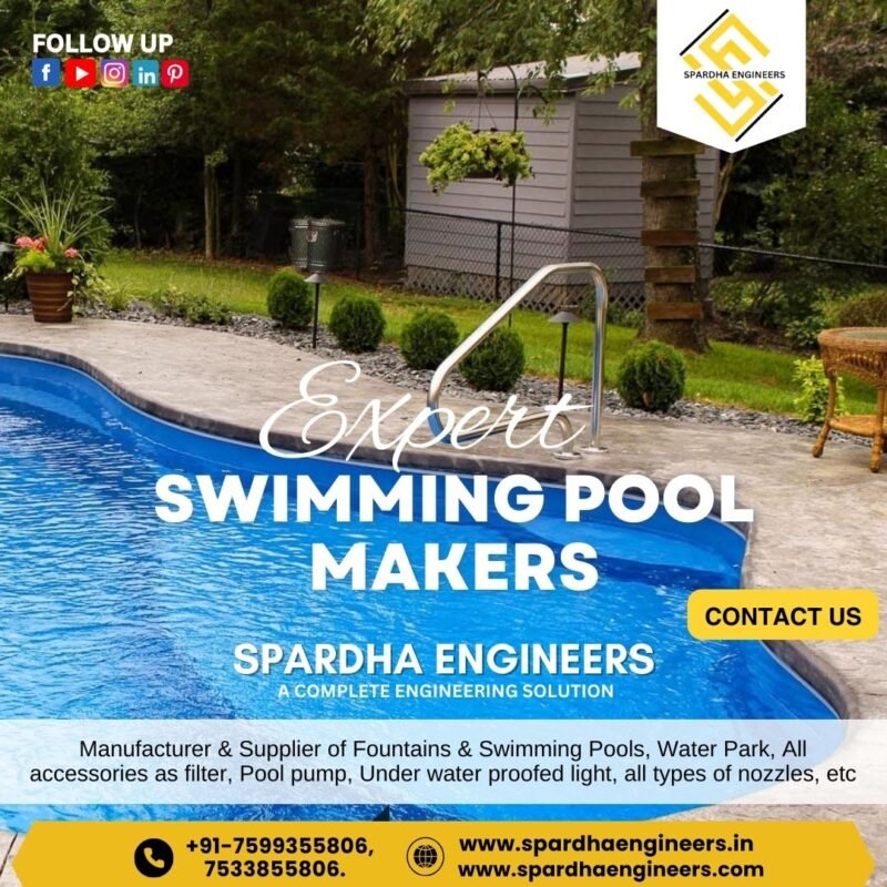 Swimming Pool Maker in Delhi designing a modern residential swimming pool with advanced filtration system