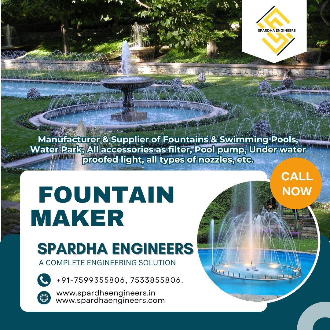 Fountain Maker in Delhi designing modern musical fountain with advanced fountain nozzle system