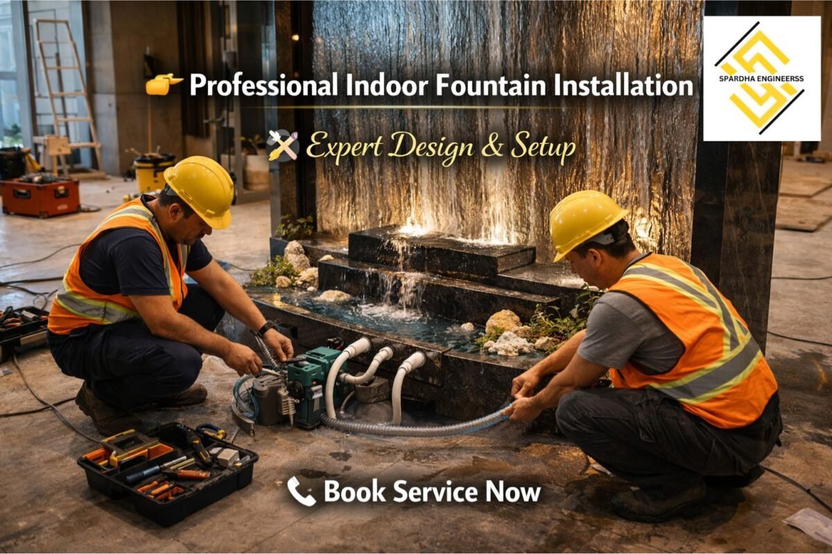 Indoor fountain water fountain installation process by professionals