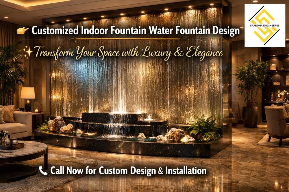Customized indoor fountain water fountain design with modern glass wall fountain and LED lighting for luxury interiors