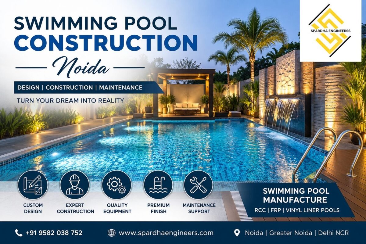 Luxury Swimming Pool Construction Noida with modern design, premium pool manufacturing, installation, and maintenance services.