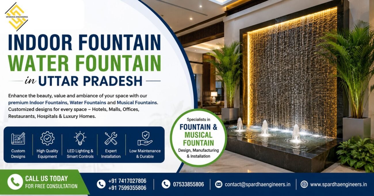 Premium Indoor Water Fountain with LED Lighting and Decorative Pebbles for Home, Office, Hotel, and Commercial Interior Spaces by Spardha Engineers
