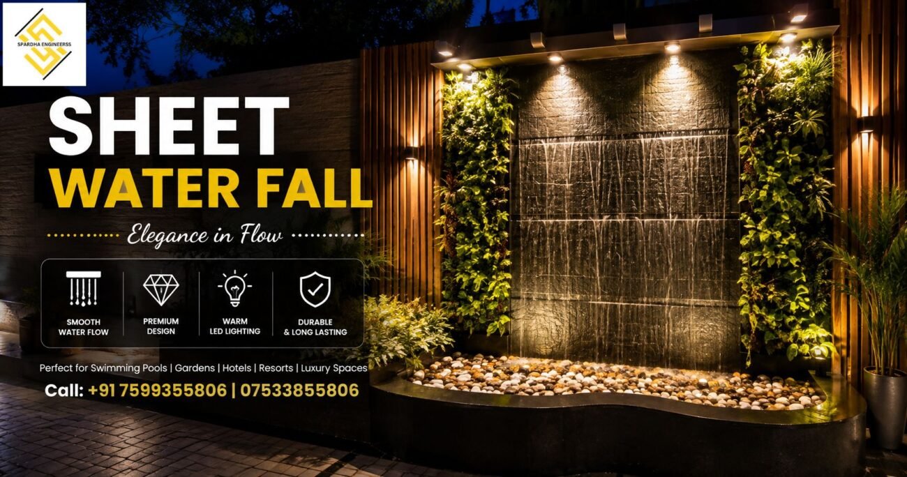 SHEET WATER FALL in India for modern swimming pool and luxury spaces