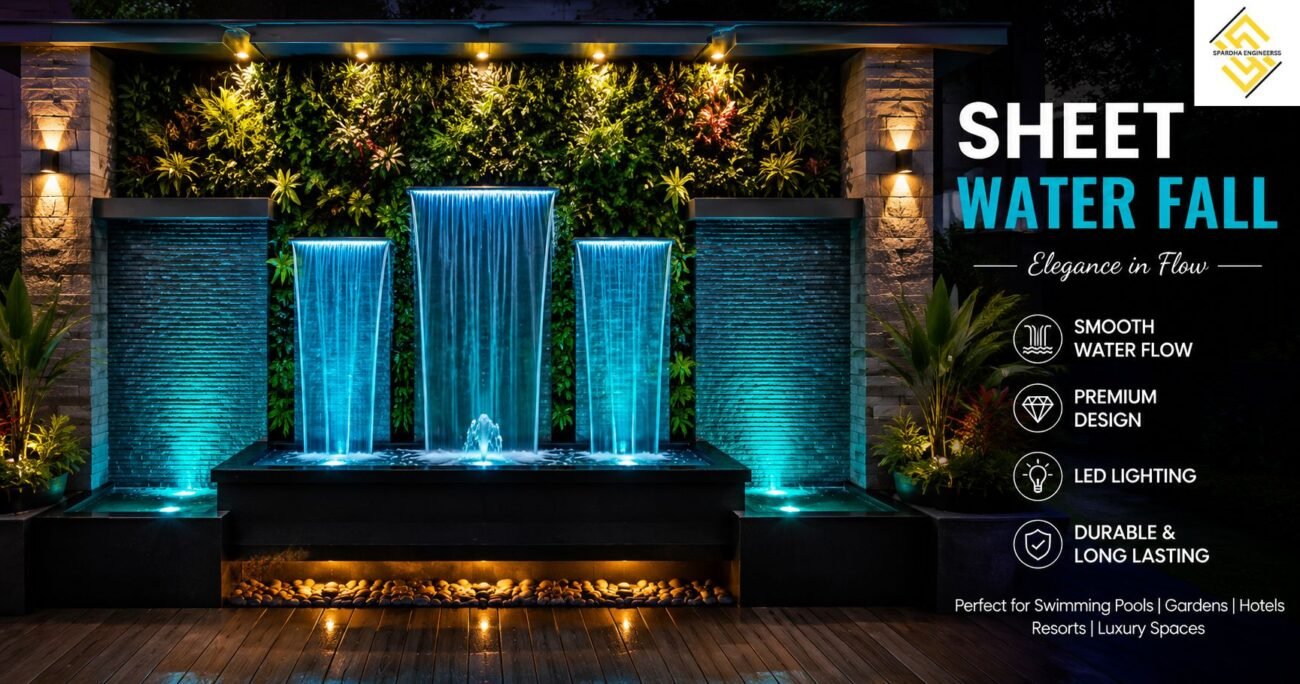 SHEET WATER FALL in India for modern swimming pool and luxury spaces