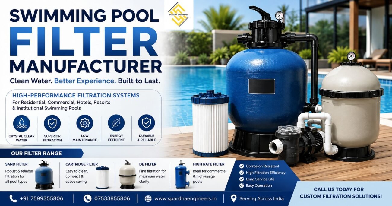 Swimming Pool Filter Manufacturer offering advanced filtration systems for crystal-clear pool water