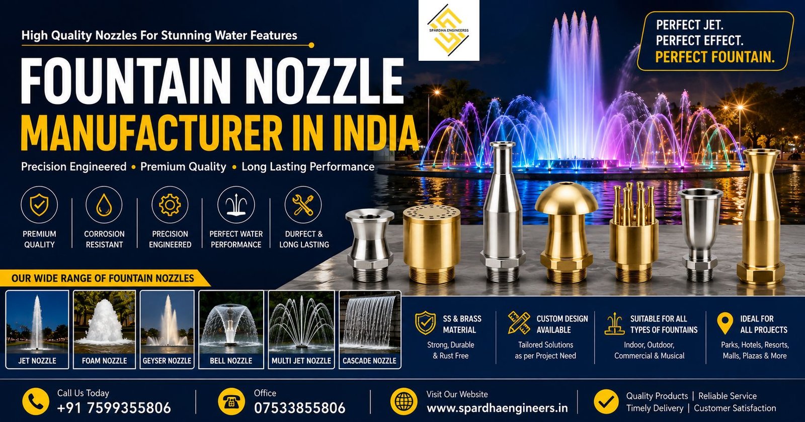Fountain Nozzle Manufacturer in India – High-Quality Fountain Nozzles