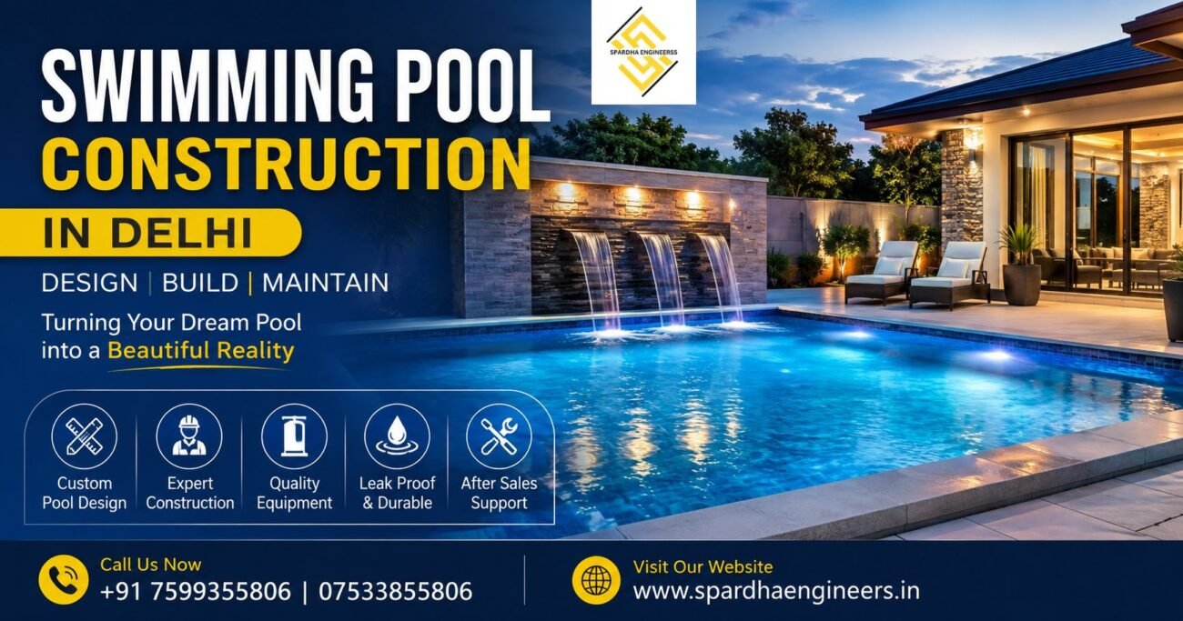 Swimming Pool Construction in Delhi by professional pool construction experts